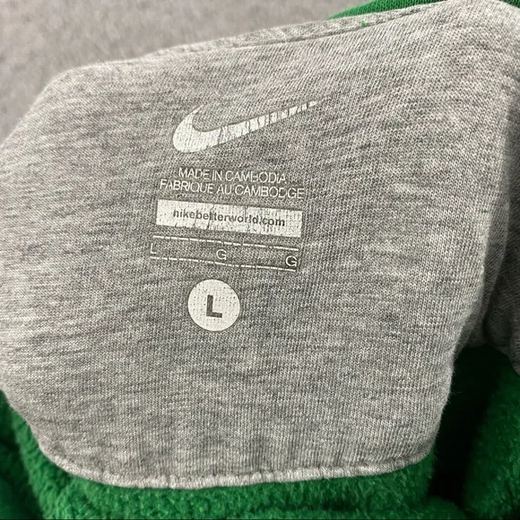 Nike Sweater Adult L Pullover Green Swoosh Spell Out Hoodie Sweatshirt Mens - Picture 6 of 13
